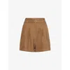 Le Kasha Womens Tabacco Aqiva Pleated Linen Shorts