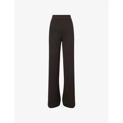 Le Kasha Womens Chocolat Banvir Ribbed Wide-leg Cashmere Trousers In Brown