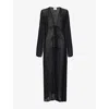 Le Kasha Womens Black Dahmit Sheer Linen Maxi Dress