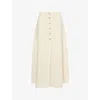 Le Kasha Womens Yellow Hadera Pleated Linen Midi Skirt Xs