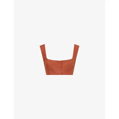 Le Kasha Womens Harissa Cropped Linen Bra Top In Red
