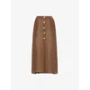 Le Kasha Womens Tabacco Hays Button-down Linen Midi Skirt