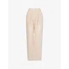 LE KASHA WOMENS PEACH SOHAG SEMI-SHEER LINEN TROUSERS XS
