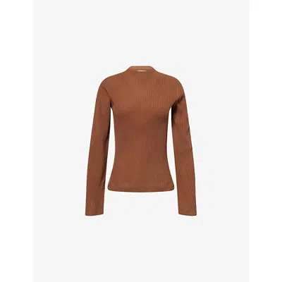 Le Kasha Womens Cinnamon Utah Ribbed Cashmere Knitted Top In Brown