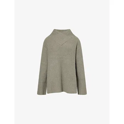 Le Kasha Womens Moss Green Lisboa Ribbed Cashmere Jumper