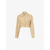 LE KASHA WOMENS STRAW BEIGE QAFTAH CROP LINEN JACKET