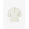 Le Kasha Womens White Qarar Crochet Linen Polo Shirt