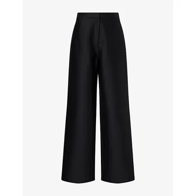 Le Kasha Womens Wide-leg Wool-blend Trousers Black In Blue