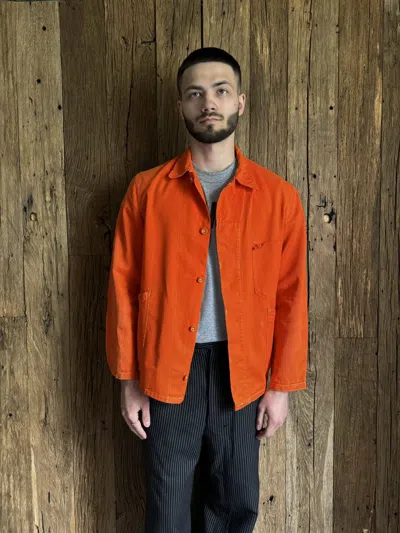 Pre-owned Le Laboureur X Vetra Vintage 80's French Workwear Sanfor Orange Chore Jacket