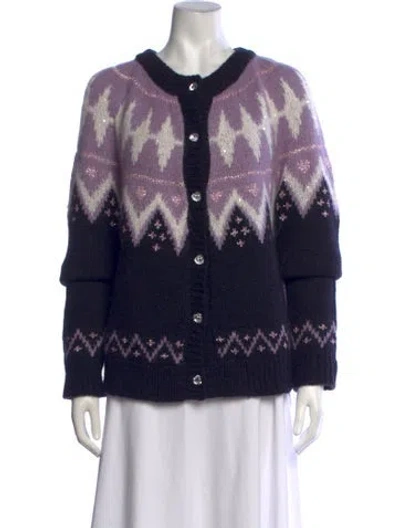 Pre-owned Le Lion Alpaca Patterned Sweater In Blue