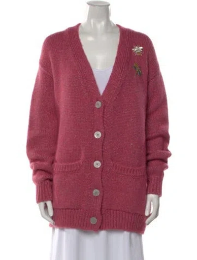 Pre-owned Le Lion Alpaca V-neck Sweater In Pink