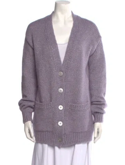 Pre-owned Le Lion Alpaca V-neck Sweater In Purple