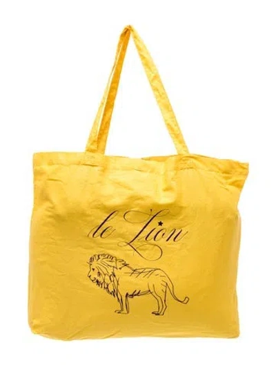 Pre-owned Le Lion Canvas Tote In Yellow