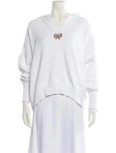 Pre-owned Le Lion Cashmere Graphic Print Sweater In White