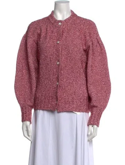 Pre-owned Le Lion Cashmere Open Front Sweater In Metallic/pink
