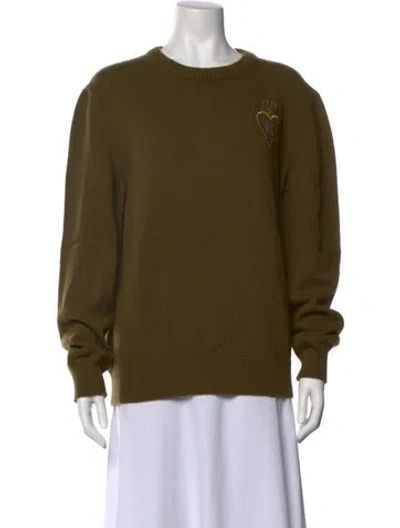 Pre-owned Le Lion Merino Wool Crew Neck Sweater In Green