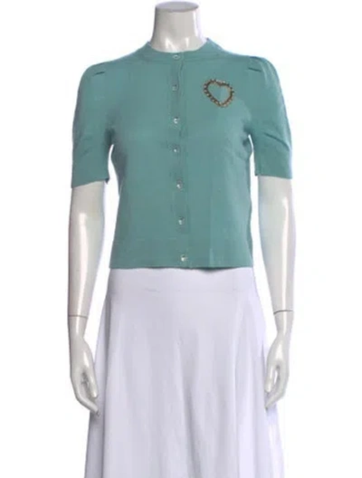 Pre-owned Le Lion Merino Wool Crew Neck Top In Blue/green
