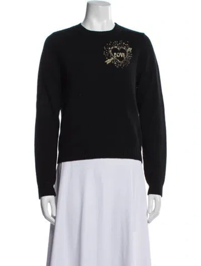 Pre-owned Le Lion Merino Wool Graphic Print Sweater In Black