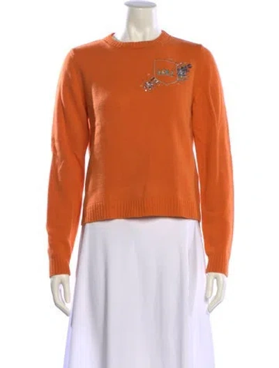 Pre-owned Le Lion Merino Wool Graphic Print Sweater In Orange