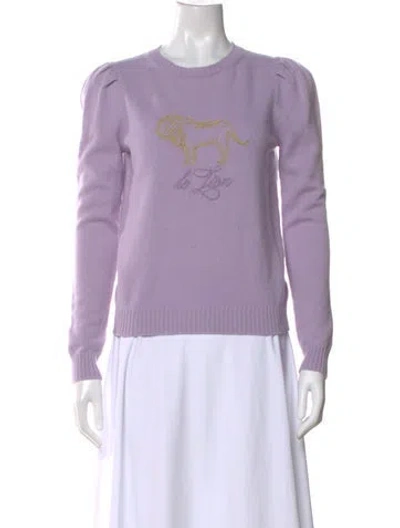 Pre-owned Le Lion Merino Wool Graphic Print Sweater In Purple