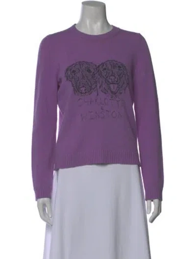 Pre-owned Le Lion Merino Wool Graphic Print Sweater In Purple