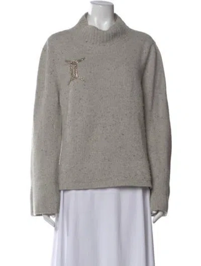 Pre-owned Le Lion Merino Wool Mock Neck Sweater In Gray