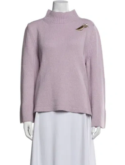 Pre-owned Le Lion Merino Wool Mock Neck Sweater In Purple