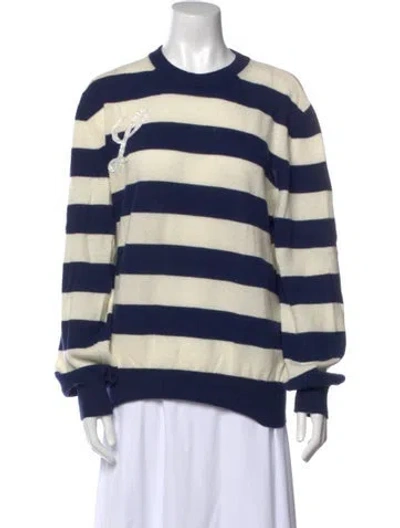 Pre-owned Le Lion Merino Wool Striped Sweater In Blue