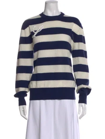 Pre-owned Le Lion Merino Wool Striped Sweater In Blue