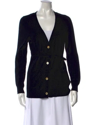 Pre-owned Le Lion Merino Wool V-neck Sweater In Black