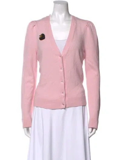 Pre-owned Le Lion Merino Wool V-neck Sweater In Pink