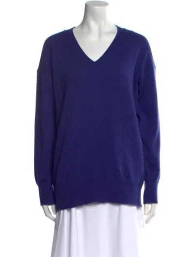 Pre-owned Le Lion Merino Wool V-neck Sweater In Purple