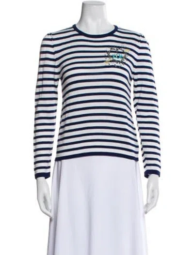 Pre-owned Le Lion Striped Crew Neck Top In White