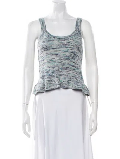 Pre-owned Le Lion Striped Scoop Neck Top In White