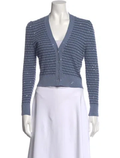 Pre-owned Le Lion Striped V-neck Sweater In Blue