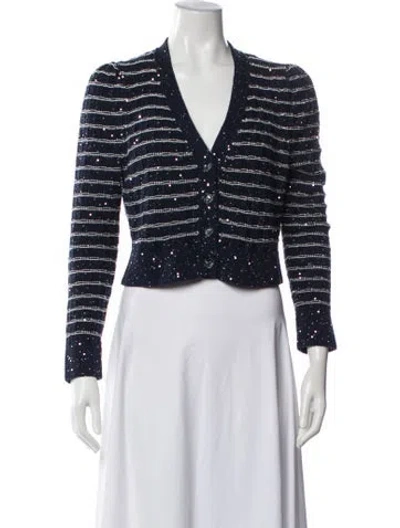 Pre-owned Le Lion Striped V-neck Sweater In Blue