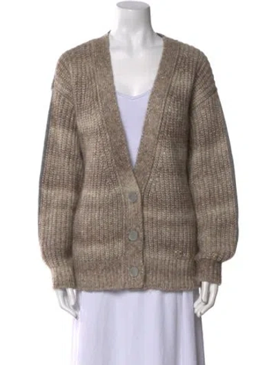 Pre-owned Le Lion Striped V-neck Sweater In Neutral