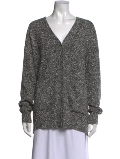 Pre-owned Le Lion Tweed Pattern V-neck Sweater In Grey