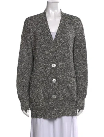 Pre-owned Le Lion Tweed Pattern V-neck Sweater In Grey