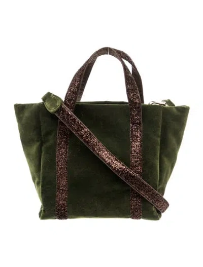 Pre-owned Le Lion Velvet Top Handle Bag In Green