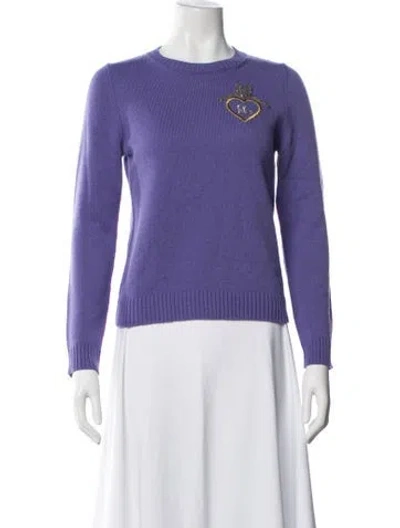 Pre-owned Le Lion Virgin Wool Crew Neck Sweater In Purple