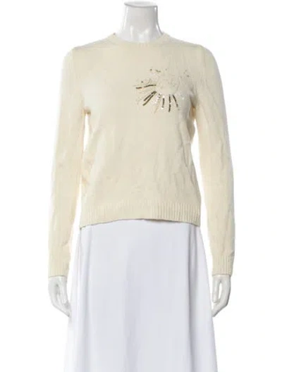 Pre-owned Le Lion Virgin Wool Crew Neck Sweater In White