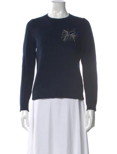 Pre-owned Le Lion Virgin Wool Graphic Print Sweater In Blue