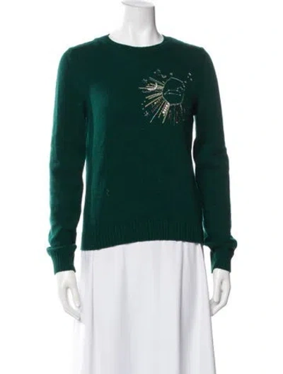 Pre-owned Le Lion Virgin Wool Graphic Print Sweater In Green