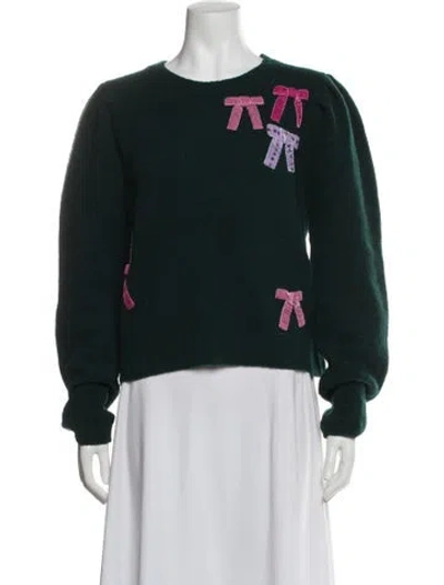 Pre-owned Le Lion Virgin Wool Graphic Print Sweater In Green