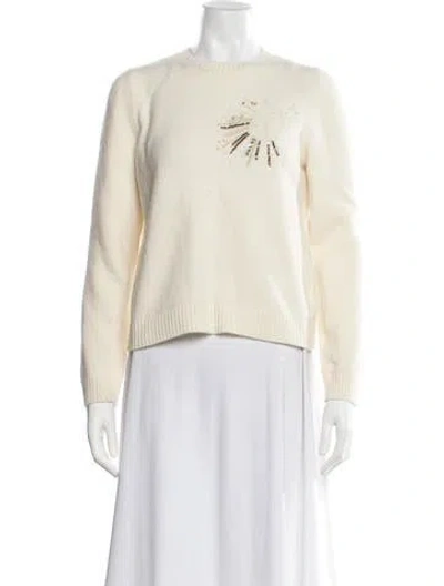 Pre-owned Le Lion Virgin Wool Graphic Print Sweater In Neutral