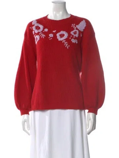 Pre-owned Le Lion Virgin Wool Graphic Print Sweater In Red