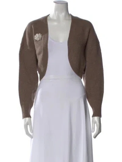 Pre-owned Le Lion Virgin Wool Open Front Sweater In Brown