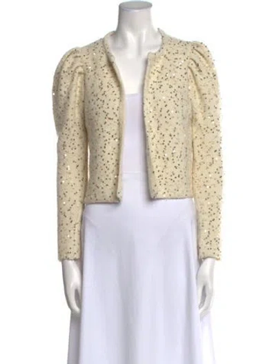 Pre-owned Le Lion Virgin Wool Open Front Sweater In Neutral