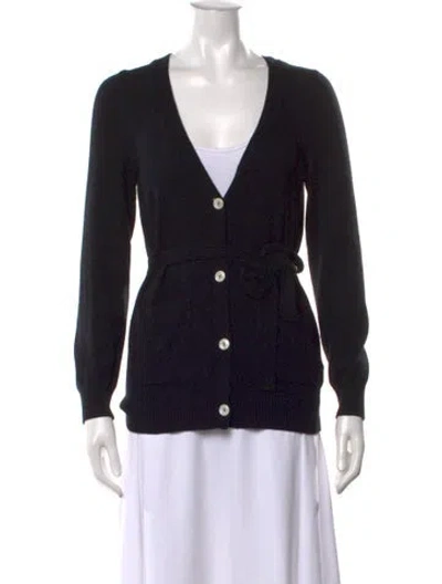 Pre-owned Le Lion Virgin Wool V-neck Sweater In Black